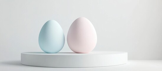 Aufkleber - Easter egg podium pedestal 3D rendered illustration on a white background