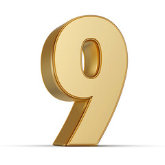 Gold 3D Number 9