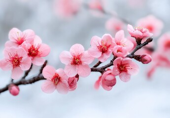 Wall Mural - beautiful pink cherry blossom flowers in bloom