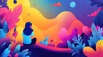 2D cartoon style featuring a fabulous and vibrant background with inspirational positive quotes and motivational typography design