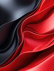 Poster - 3D rendered abstract background featuring a wave design in red and black tones