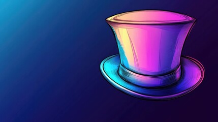 Wall Mural - Colorful gradient line illustration of a whimsical cartoon top hat