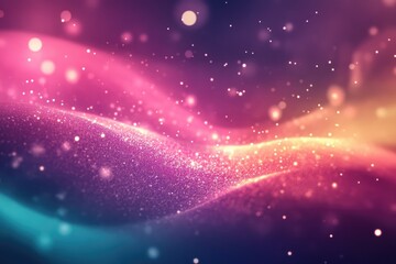 Poster - A vibrant abstract background featuring flowing waves of colorful light and sparkling particles, perfect for creative projects.