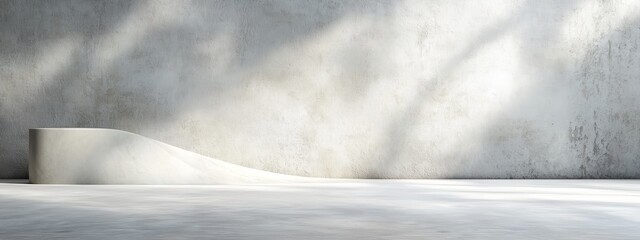 Sticker -  A bare room featuring a concrete floor and a white wall casting a tree shadow on its side