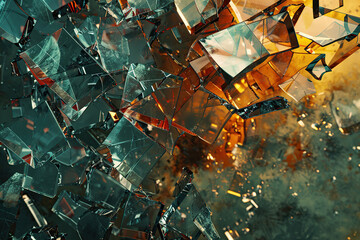 Wall Mural - Generative ai on theme of beautiful texture broken glass for design natural abstract background