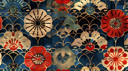 Wall Mural - Japanese pattern Japanese style Traditional classical pattern Japanese paper texture.