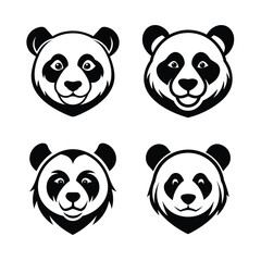 Wall Mural - Set of panda head logo icons silhouettes vector illustration