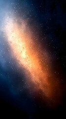 Poster - A stunning shot of the Milky Way galaxy, with a mixture of blue and orange hues, against a backdrop of deep space.