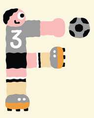 football cartoon vector art initial F for football