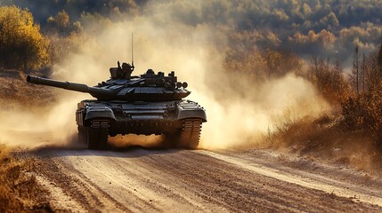 Speeding Tank on Dusty Road - Dynamic Motion Blur with Backlighting