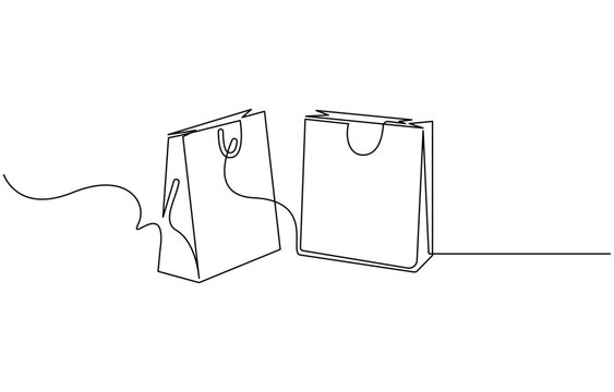 Continuous single line drawing of shopping bag design. Simple paper bag one line vector illustration, Shopping bag line art vector illustration, black Friday element design