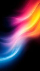 Sticker - Abstract background with blue, pink, and orange wavy lines on a black backdrop.