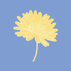 Sticker - Yellow flower on blue background