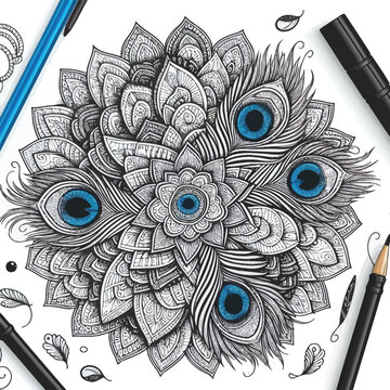 Beautiful Mandala Coloring Page Vector