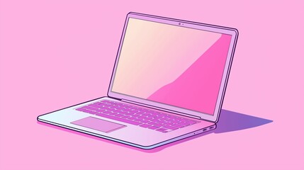 Poster - a vibrant pink laptop rests on a pastel pink surface, showcasing its sleek design and modern feel in