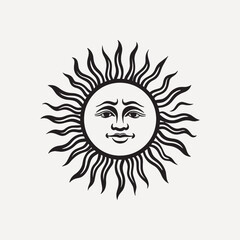 Sticker - Vintage sun face illustration