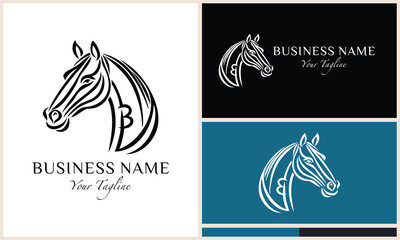 Wall Mural - line art horse letter b logo