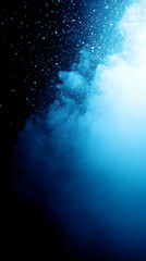 Poster - Abstract blue and black background with white dust particles.