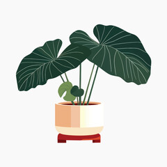 Poster - Illustrated potted plant with large leaves