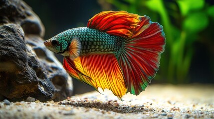 Vibrant Siamese Fighting Fish in Aquarium