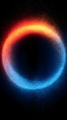 Wall Mural - Abstract blue and red glittering ring on a black background.