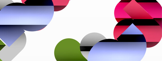 Poster - Colorful curve geometric shapes on white