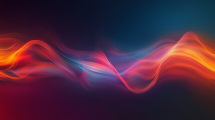 Poster - Colorful abstract waves of light swirl gracefully through a dark background, creating a mesmerizing visual experience