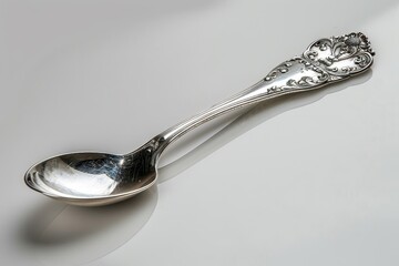 Highlights the elegance and craftsmanship of a silver spoon.