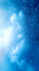 Wall Mural - Abstract blue background with white particles and bokeh.