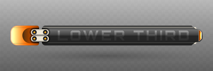 Wall Mural - lower third banner in metallic black, silver and orange theme for video screen broadcast presentatio