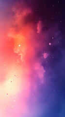 Poster - Abstract colorful background with a gradient of orange, pink, and purple with scattered white dots.