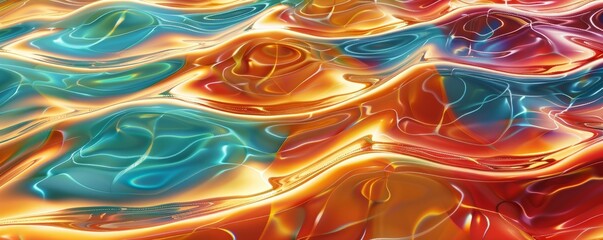 Rippled liquid 3D lattice with shifting colors, 4K hyperrealistic photo