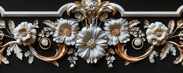 Decorative borders with floral details, 4K hyperrealistic photo