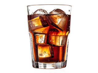 Wall Mural - a glass of coke with ice cubes isolated on transparent background.
