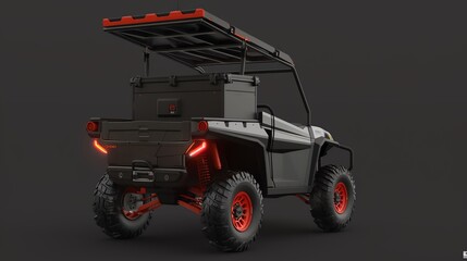 A 3D render of a UTV rear storage box