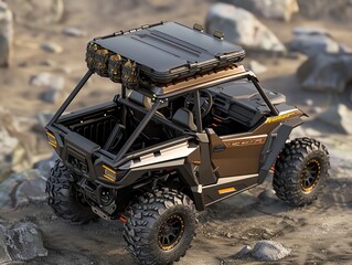 A 3D render of a UTV roofmounted cargo box