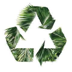 Poster - recycle logo made with palm tree leaves