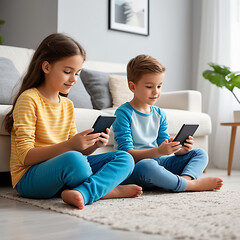 mother and child using digital tablet