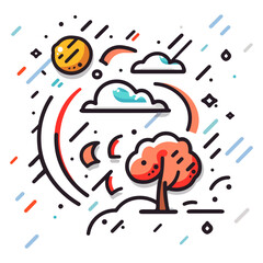 Sticker - Windy day vector icon