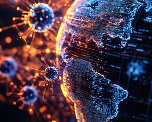 Poster - A vibrant digital illustration of Earth with interconnected nodes representing global networks and data exchange.