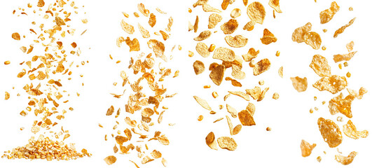 Aufkleber - Isolated cornflakes on white background, full depth of field