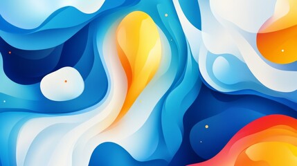 Poster - Colorful geometric background. Blue elements with fluid gradient. Dynamic shapes composition