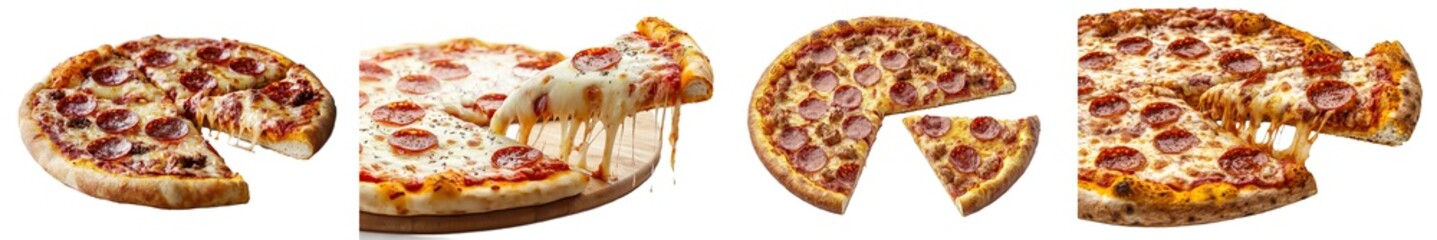 Poster - Isolated Pepperoni Pizza on a white background with full depth of field