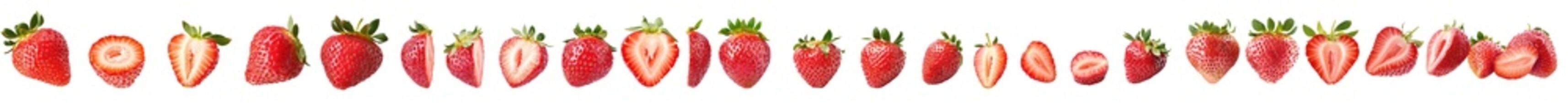 Poster - Clipping path, full depth of field, strawberry isolated on white background
