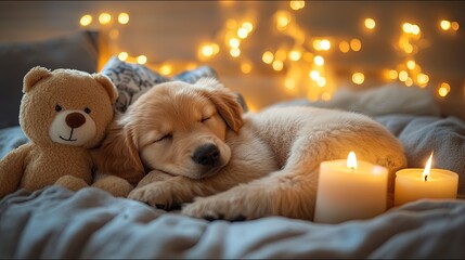 Wall Mural - Adorable Puppy Nap Time A golden retriever