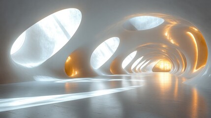 Poster - Abstract Futuristic Tunnel With Glowing Light