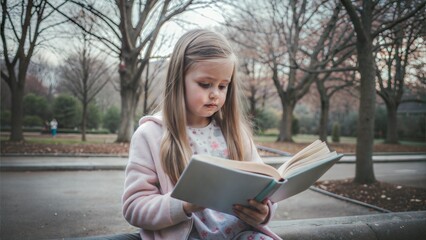 Sticker - fine art photo young girl reading a book