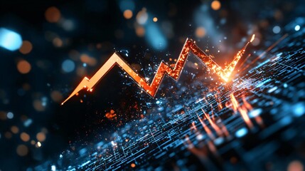 Poster - Dynamic finance graph illustration with glowing elements, representing market trends and digital technology advancements.