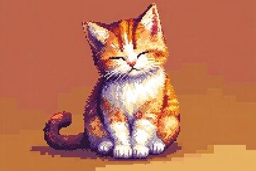 Retro Kitty An adorable 8-bit kitten sitting contentedly