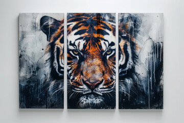 Tiger head and face, artwork for interior and decoration